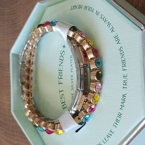 Silver Plated Friendship Bracelet with Multicolor Crystals